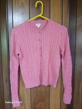J. Crew Pink Cable Knit Button-Up Cardigan